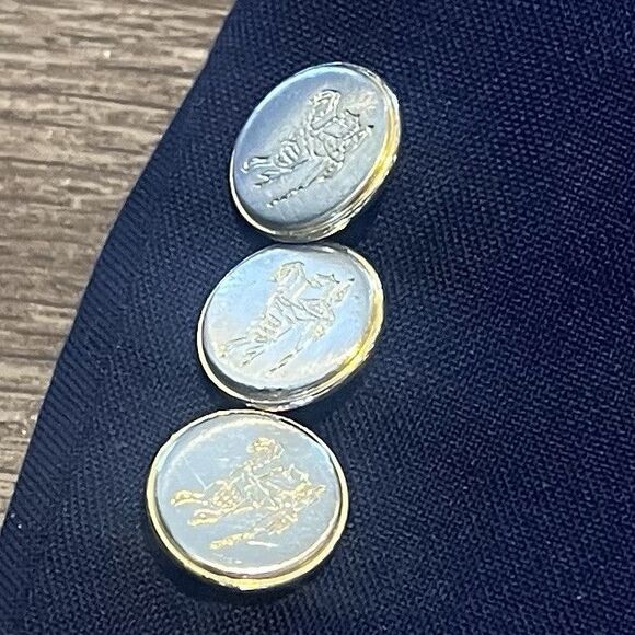 Vintage Burberrys’ Navy Blazer Pure Wool Gold Branded Buttons Jacket Mens Sz 50 - Picture 11 of 15